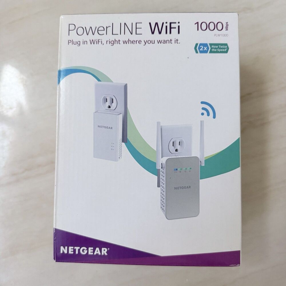 NETGEAR PowerLINE WiFi 1000 PLW1000v2 Extender Kit Open Box Tested Works